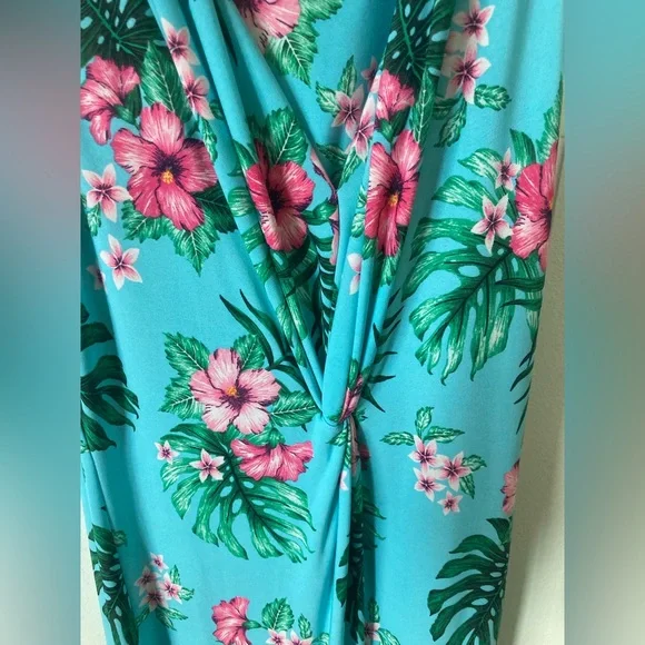Tommy Bahama SZ M Sleeveless Tropical Floral Maxi Dress in Blue and Pink - Picture 5 of 12